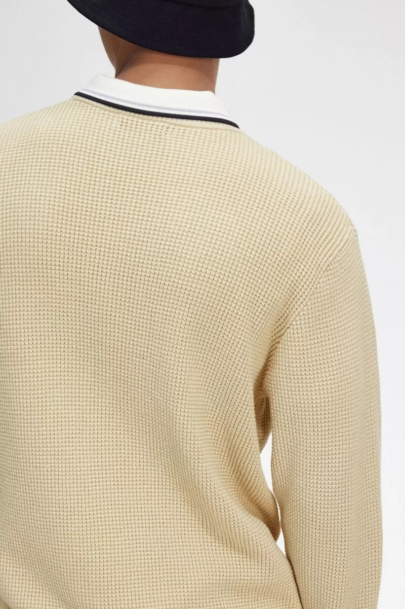 fred perry waffle stitch herrtröja havregryn