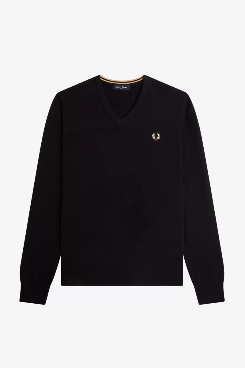 fred perry classic v-ringad herrtröja svart