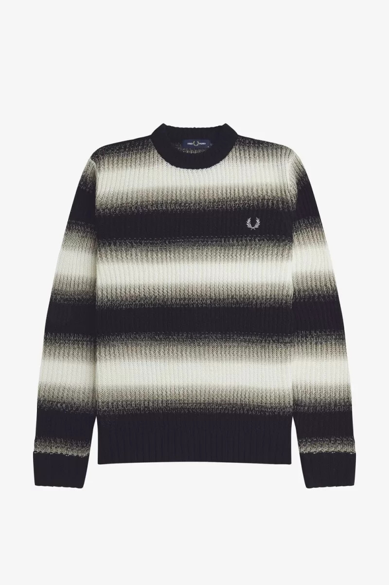 fred perry randig Öppen stickad herrtröja svart