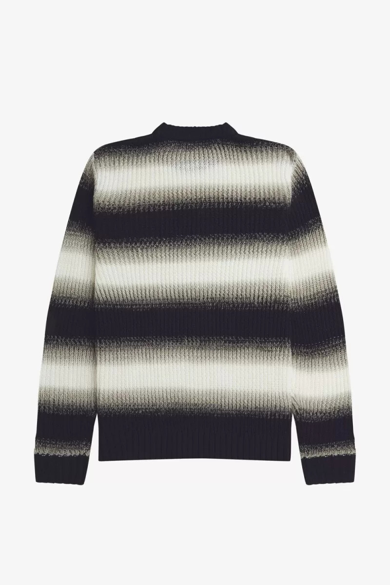fred perry randig Öppen stickad herrtröja svart