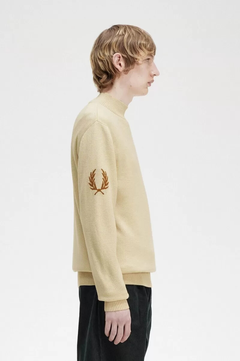 fred perry laurel wreath mock neck herrtröja havregryn