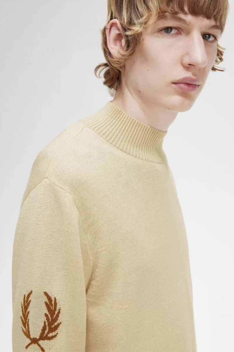 fred perry laurel wreath mock neck herrtröja havregryn