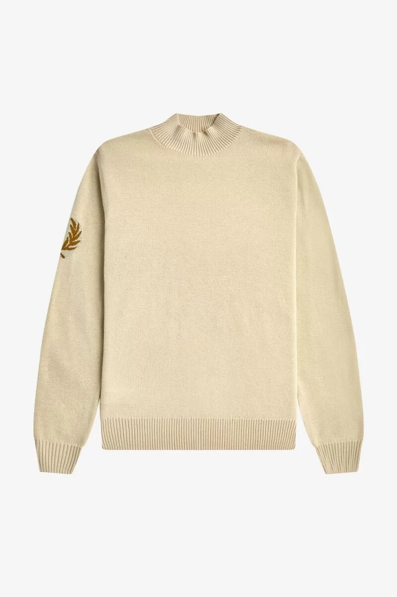 fred perry laurel wreath mock neck herrtröja havregryn