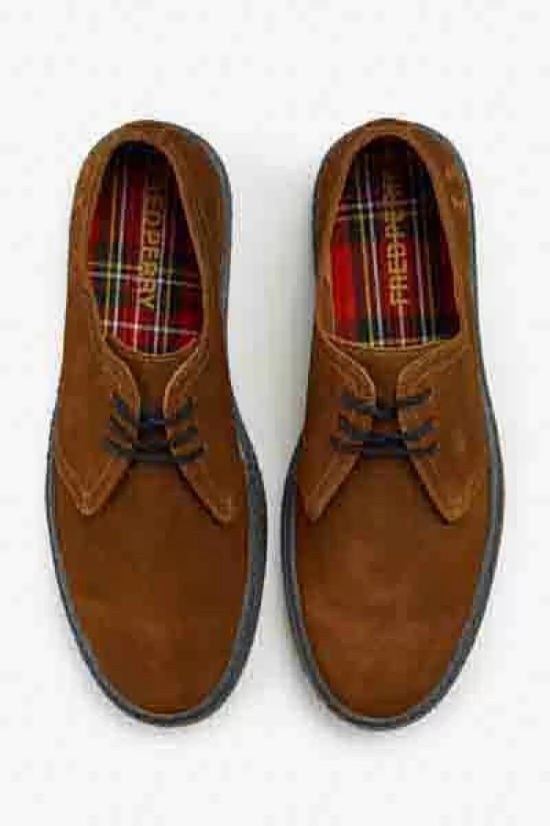 fred perry linden herr plimsolls rödbrun