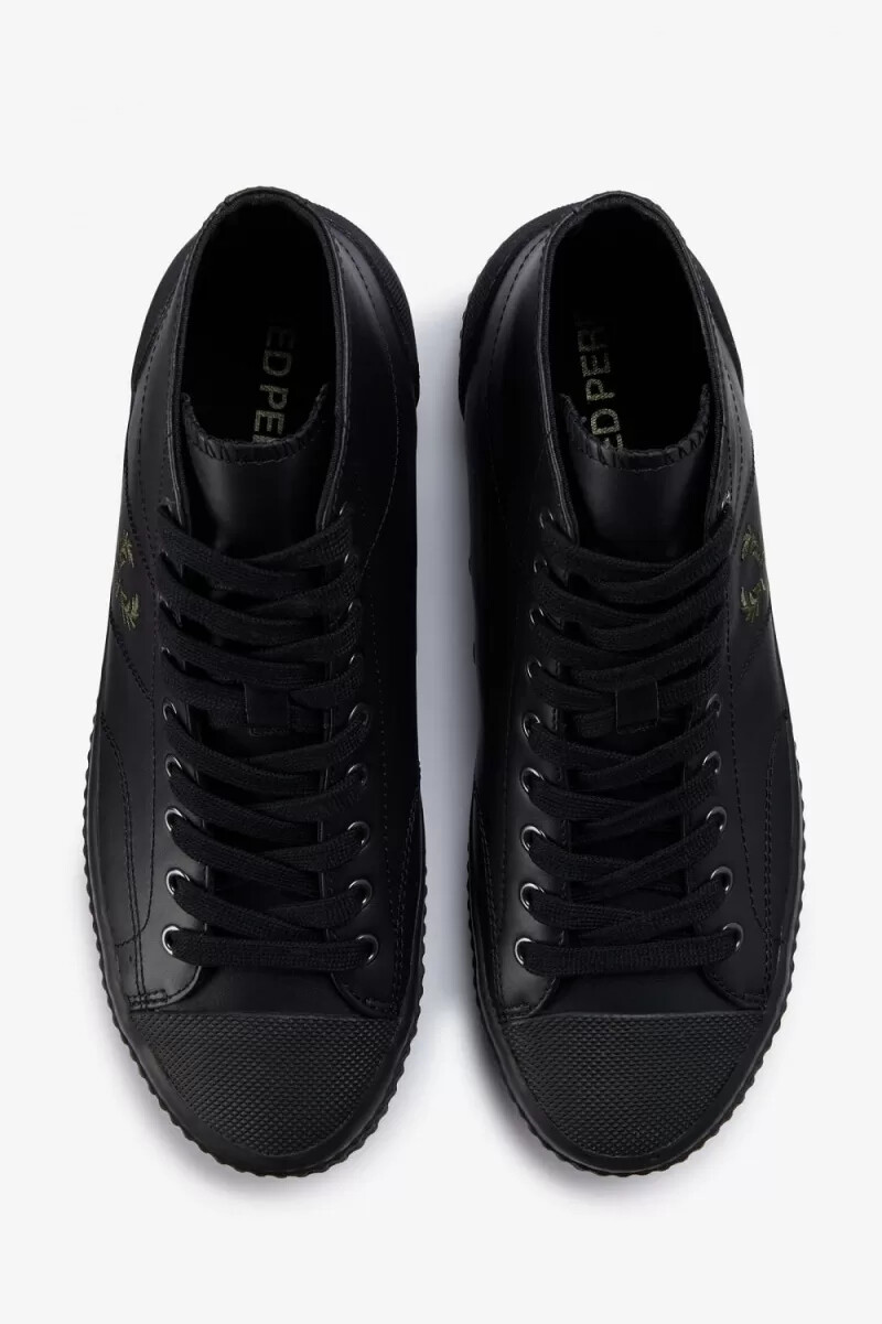 fred perry mid hughes herr plimsolls svart uniform grön
