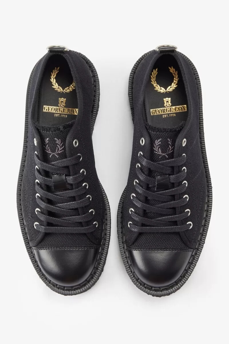 fred perry canvas monkey herr plimsolls svarta