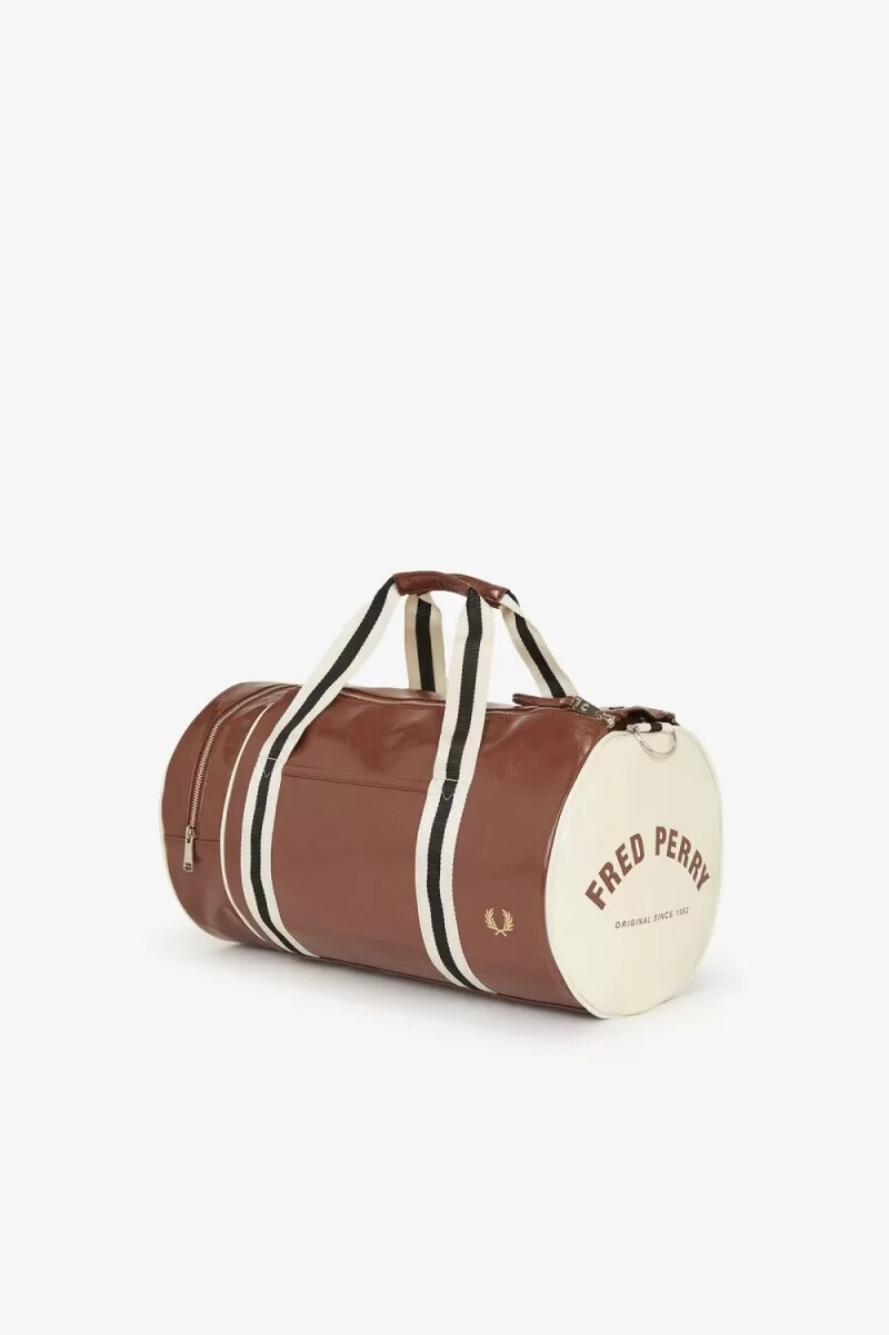 fred perry classic barrel herrväskor whiskybruna