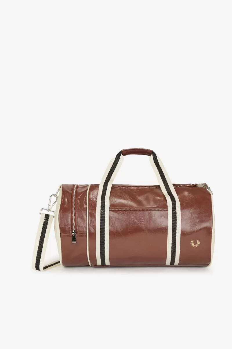 fred perry classic barrel herrväskor whiskybruna