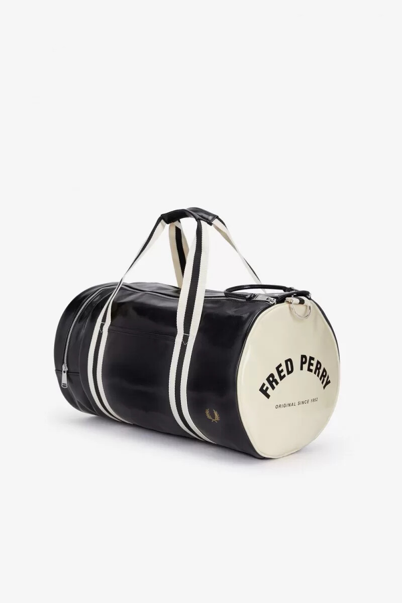 fred perry classic barrel herrväskor svarta beige