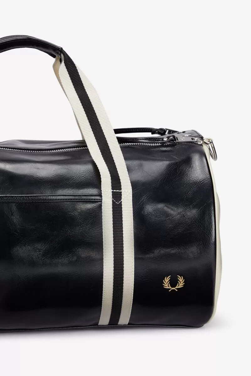 fred perry classic barrel herrväskor svarta beige